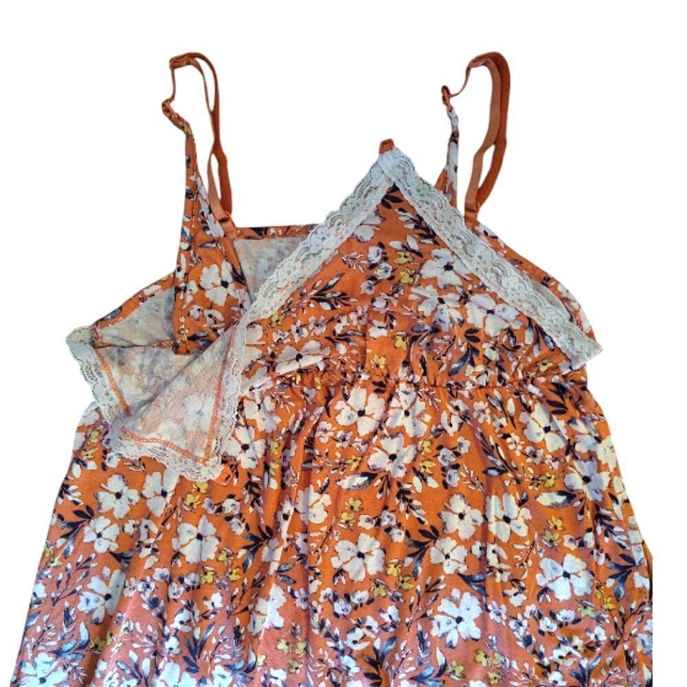 $9💥 Lamaze Coral Floral Lace Trim Sleeveless Nursing Night Slip XL Chemise - Picture 5 of 10